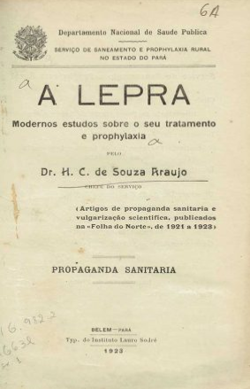 Capa de A Lepra no Pará na análise do médico Heráclides de Souza Araújo