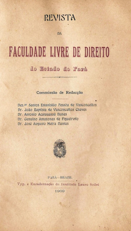 Capa de Revista da Faculdade Livre de Direito do Estado do Pará