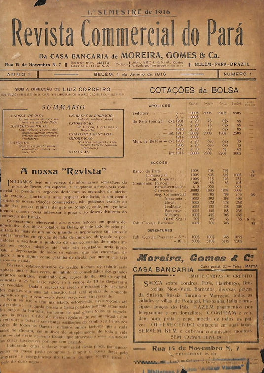 Capa de Revista Commercial do Pará