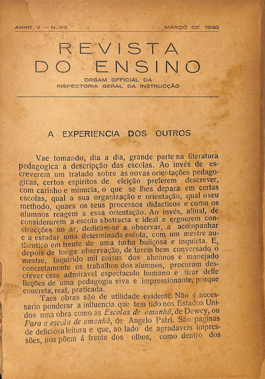 Capa de Revista do Ensino – Minas Gerais
