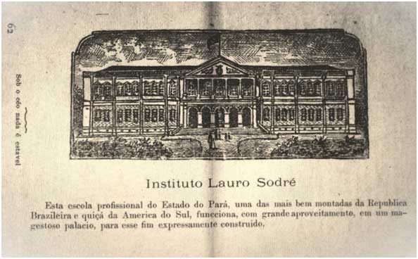 Gravura mostrando o Instituto Profissional do Estado do Pará “Lauro Sodré”.